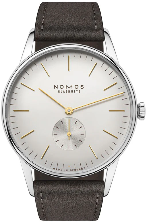 Nomos Glashutte Orion 38 Silver Steel Back Watch