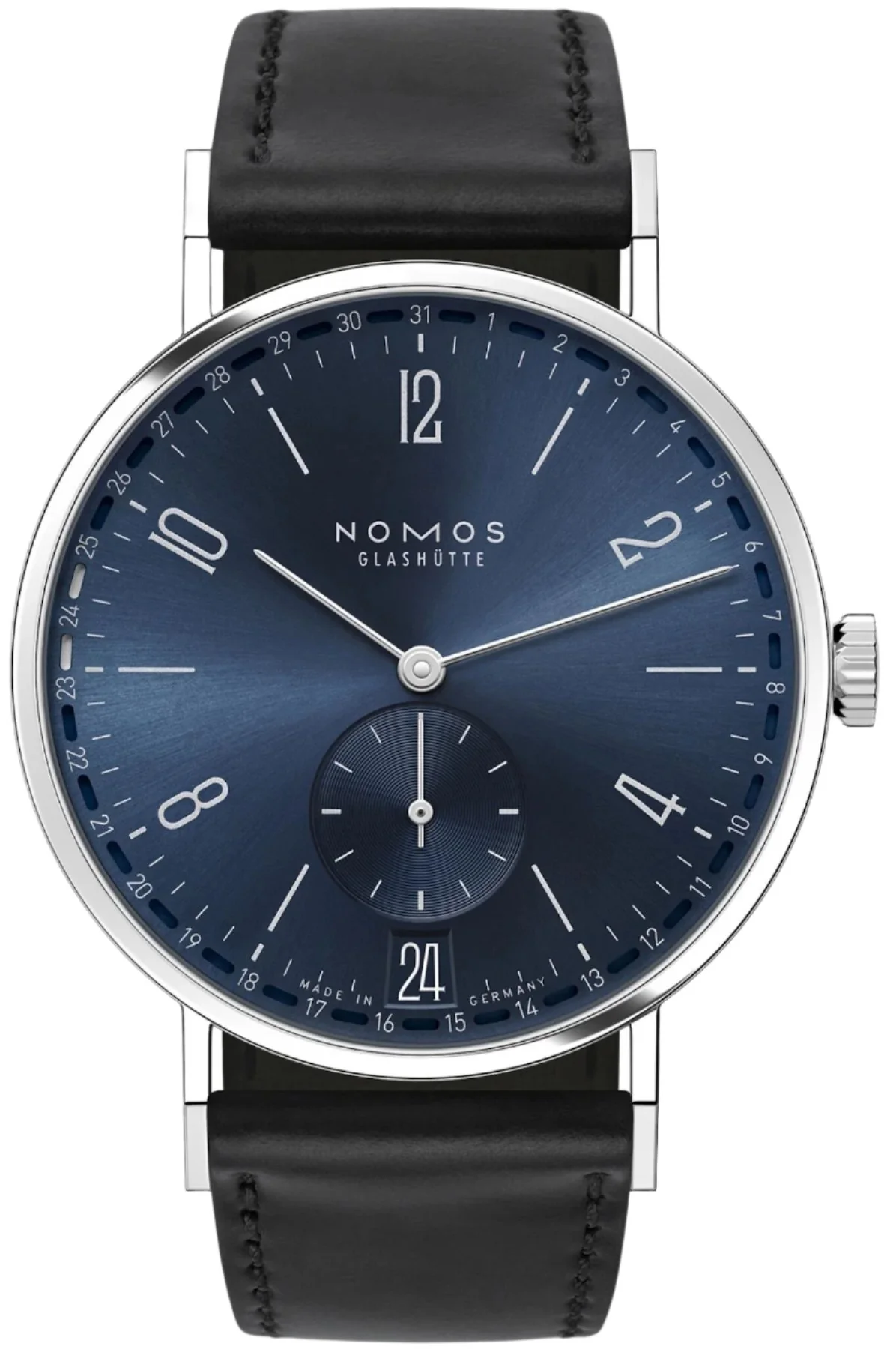 Nomos Glashutte Tangente 2Date Blue Steel Back Watch
