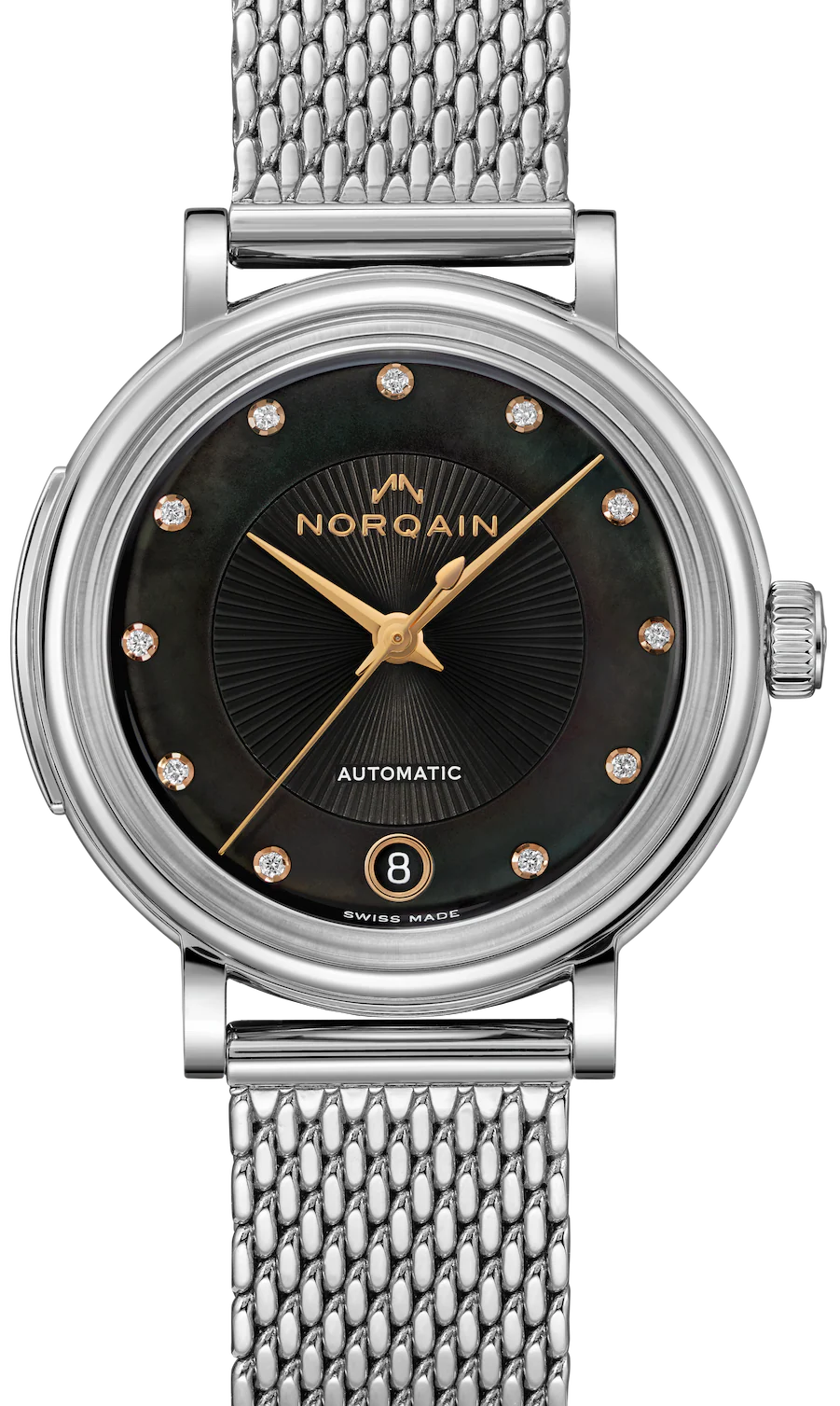 Norqain Freedom 60 Black MOP Diamond Bracelet Watch