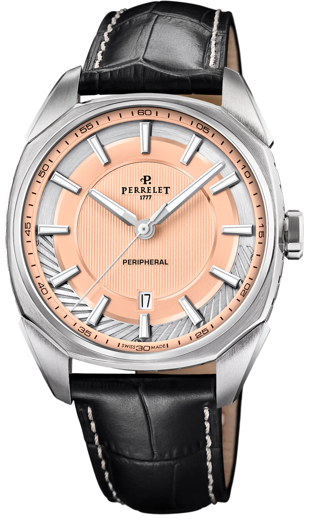 Perrelet LAB Peripheral 3 Hands & Date Salmon Watch