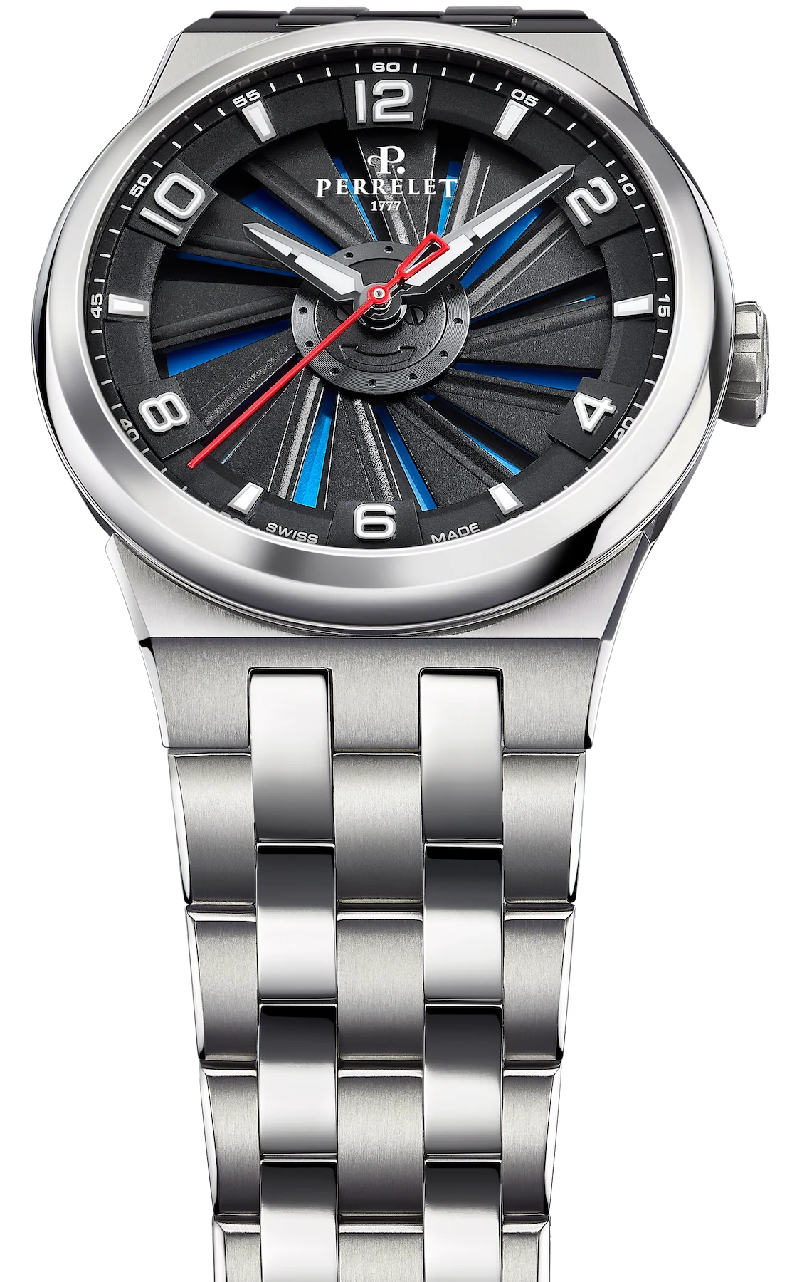 Perrelet Turbine Titanium 41 Blue Bracelet Watch - Image 4