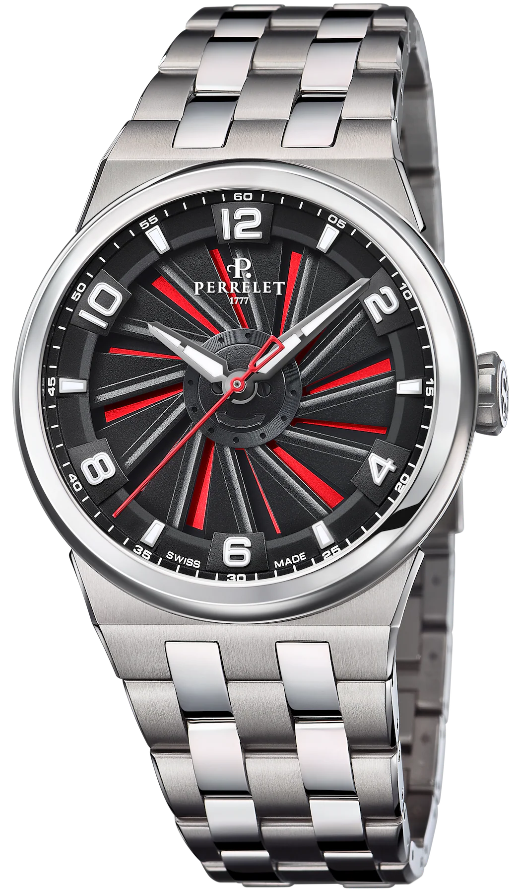 Perrelet Turbine Titanium 41 Red Bracelet Watch