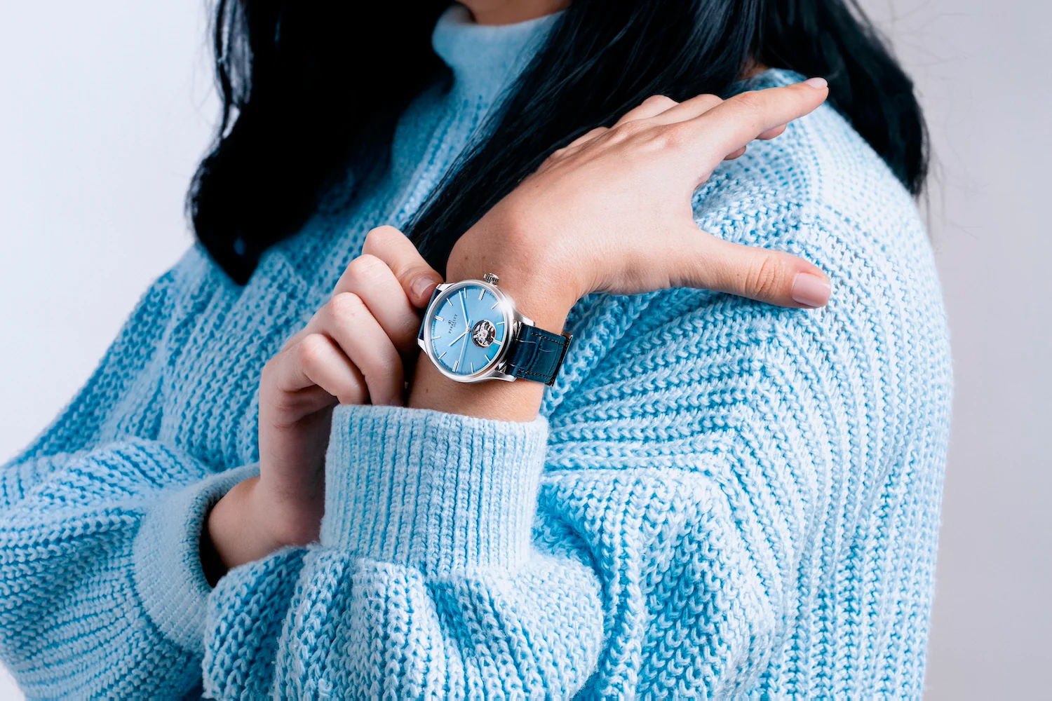 Perrelet Weekend 3 Hands Open Heart Ice Blue Watch - Image 5