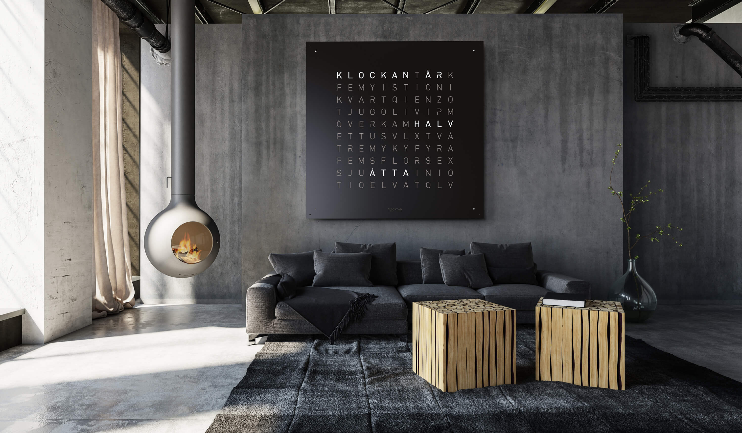 QLOCKTWO Earth 180 Black Pepper Wall Clock Watch - Image 3
