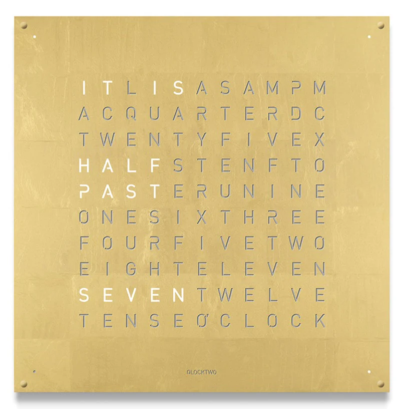 QLOCKTWO Earth 180 Creators Edition Gold Wall Clock Watch