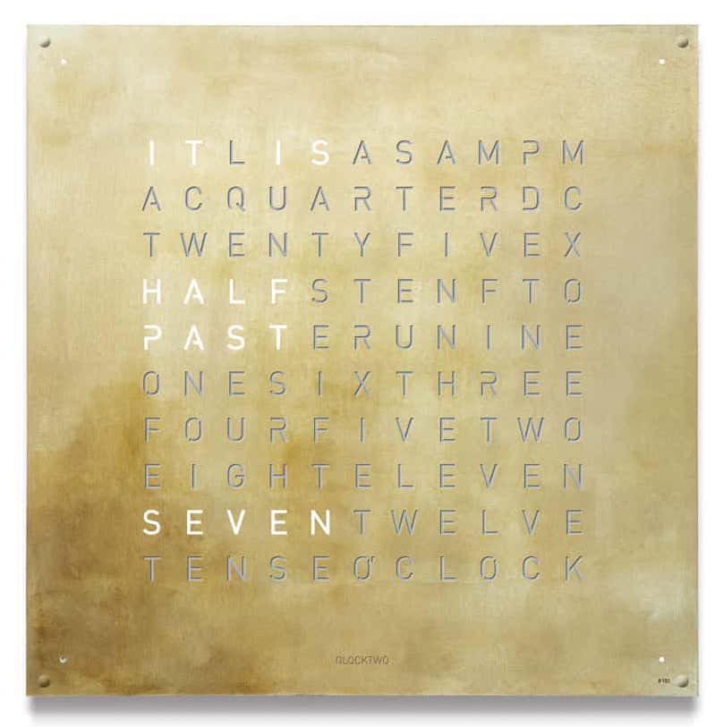 QLOCKTWO Earth 180 Creators Edition Silver & Gold Wall Clock Watch