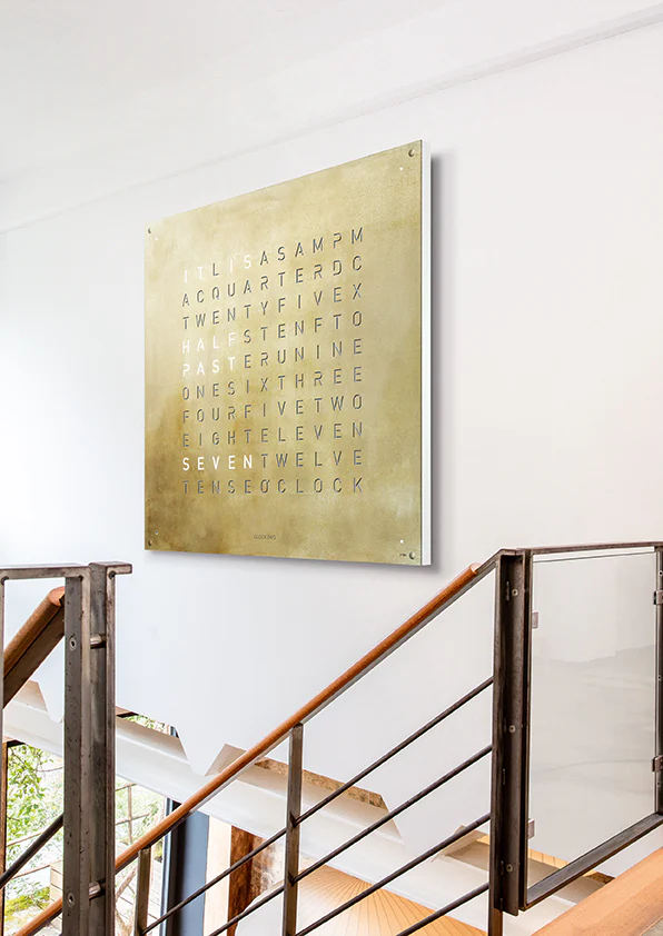 QLOCKTWO Earth 180 Creators Edition Silver & Gold Wall Clock Watch - Image 2