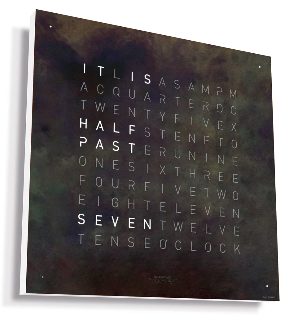 QLOCKTWO Earth 45 Creators Edition Raw Iron Wall Clock - Image 2