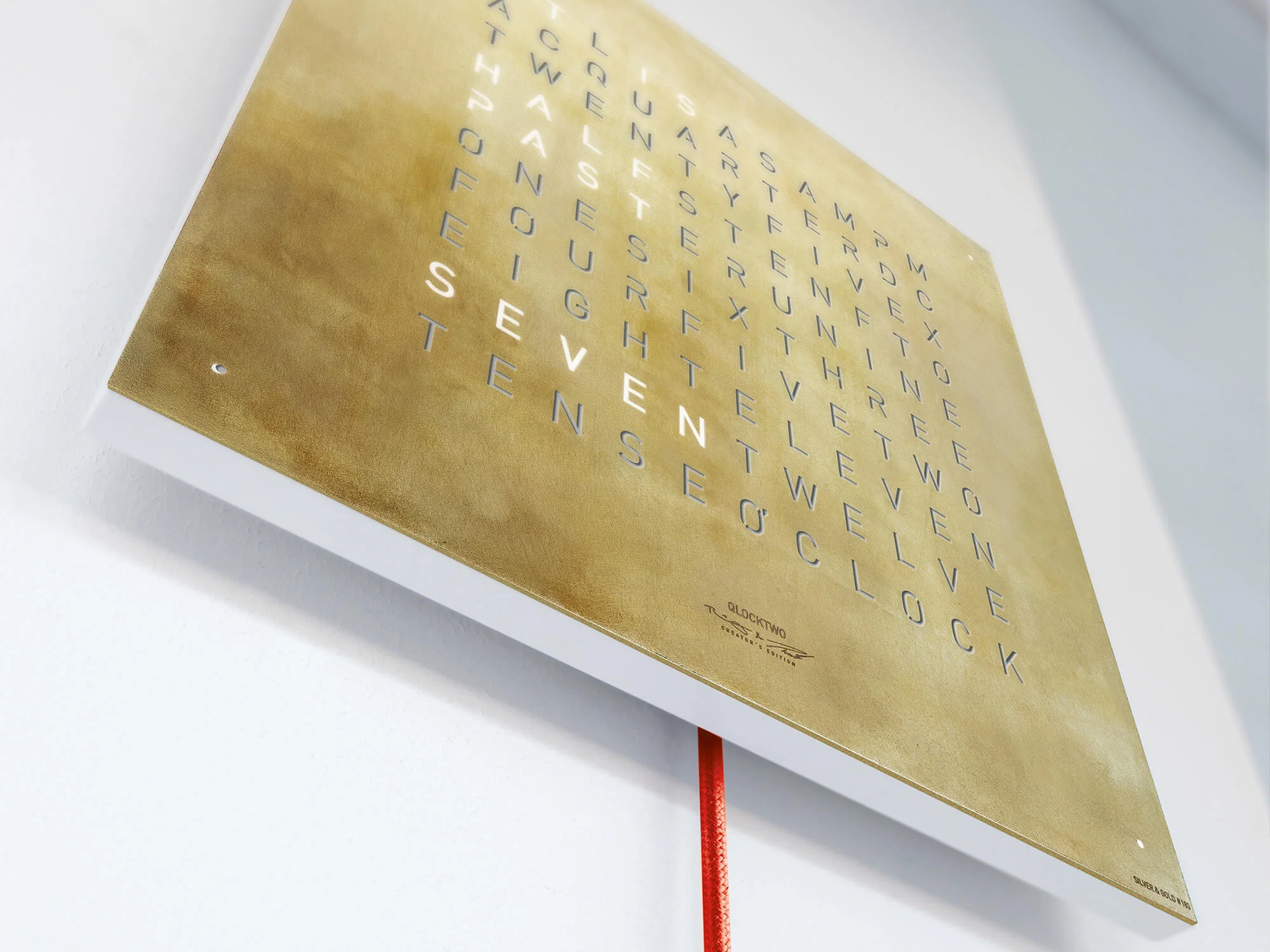 QLOCKTWO Earth 45 Creators Edition Silver & Gold Wall Clock Watch - Image 4