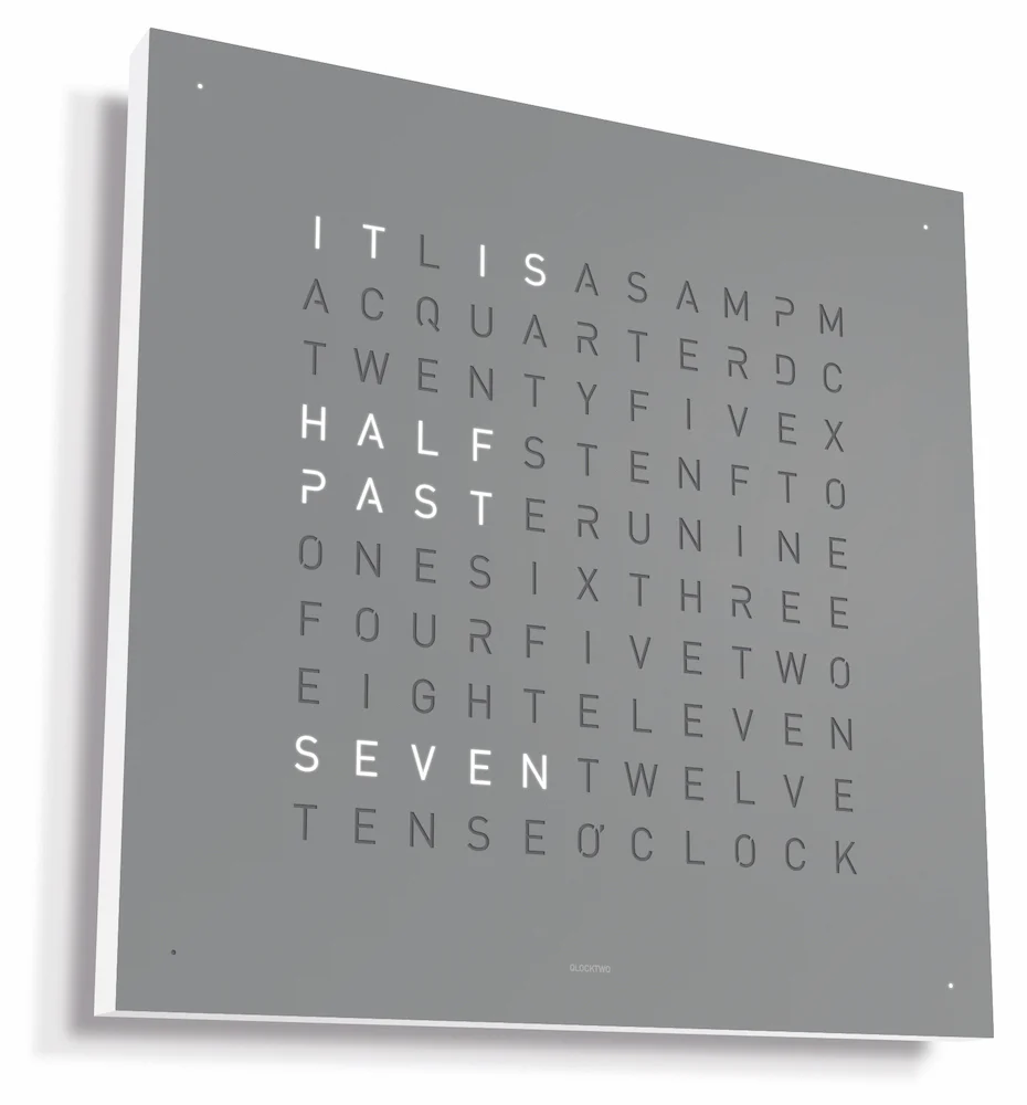 QLOCKTWO Earth 45 Grey Pepper Wall Clock Watch - Image 2
