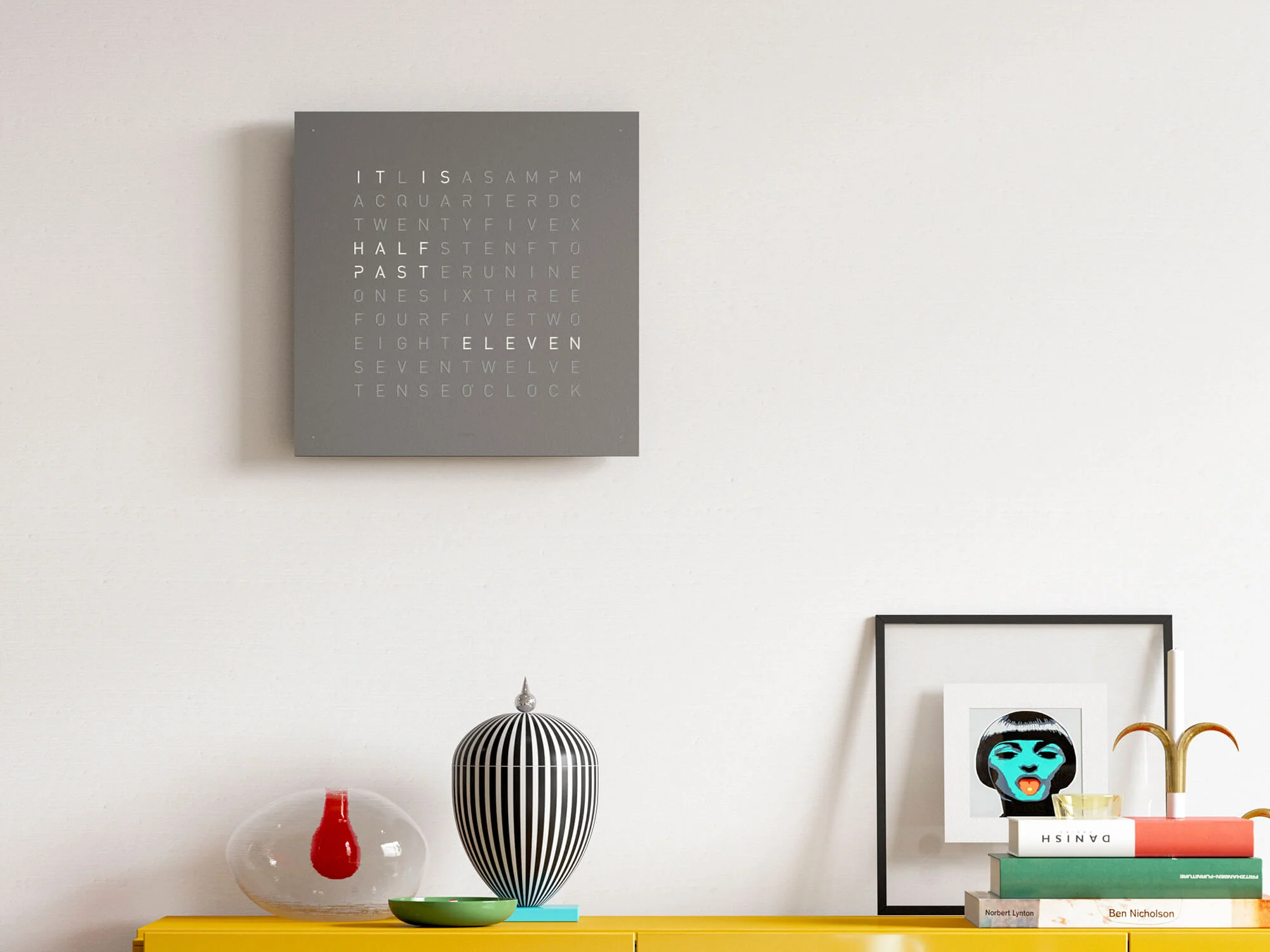 QLOCKTWO Earth 45 Grey Pepper Wall Clock Watch - Image 4