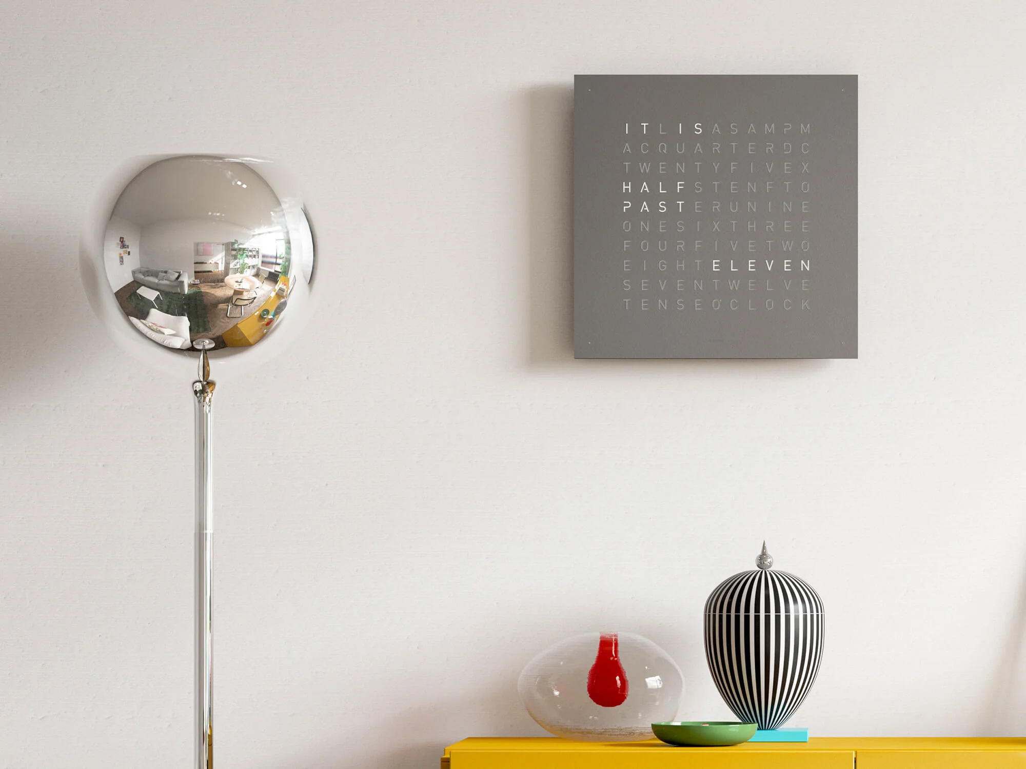 QLOCKTWO Earth 45 Grey Pepper Wall Clock Watch - Image 5