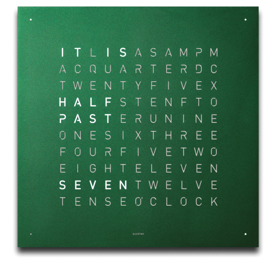 QLOCKTWO Earth 45 Green Velvet Wall Clock Watch