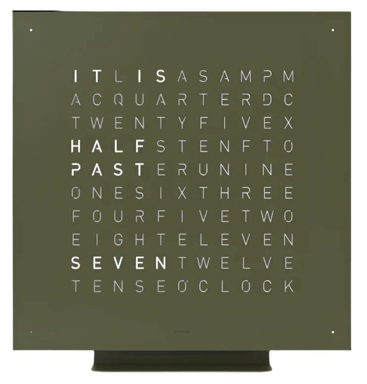 QLOCKTWO Earth 45 Olive Green Wall Clock Set Watch