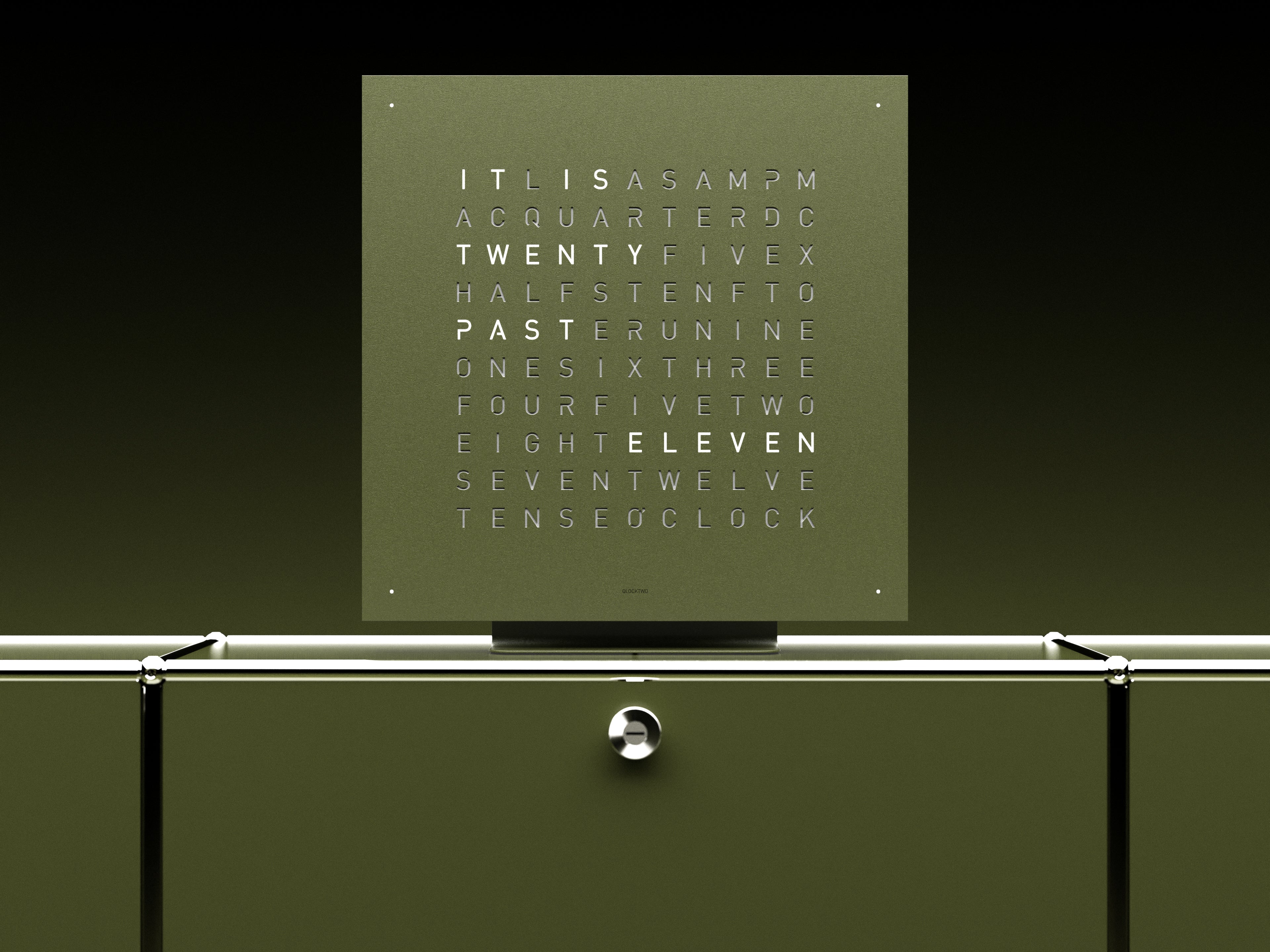 QLOCKTWO Earth 45 Olive Green Wall Clock Set Watch - Image 4
