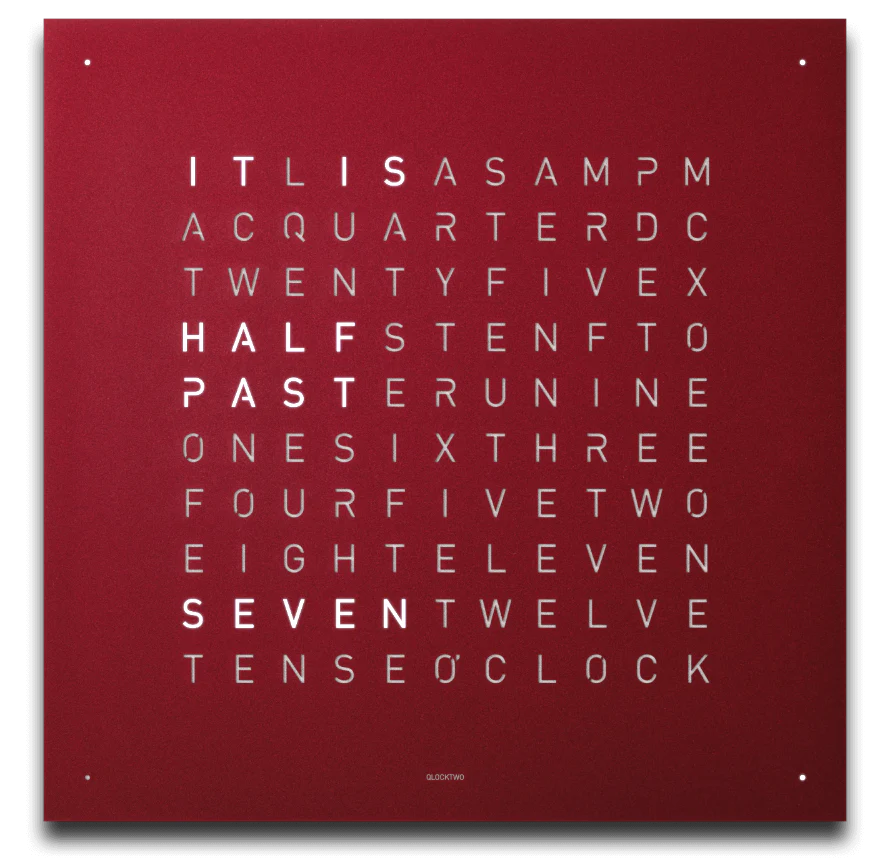 QLOCKTWO Earth 45 Red Velvet Wall Clock Watch