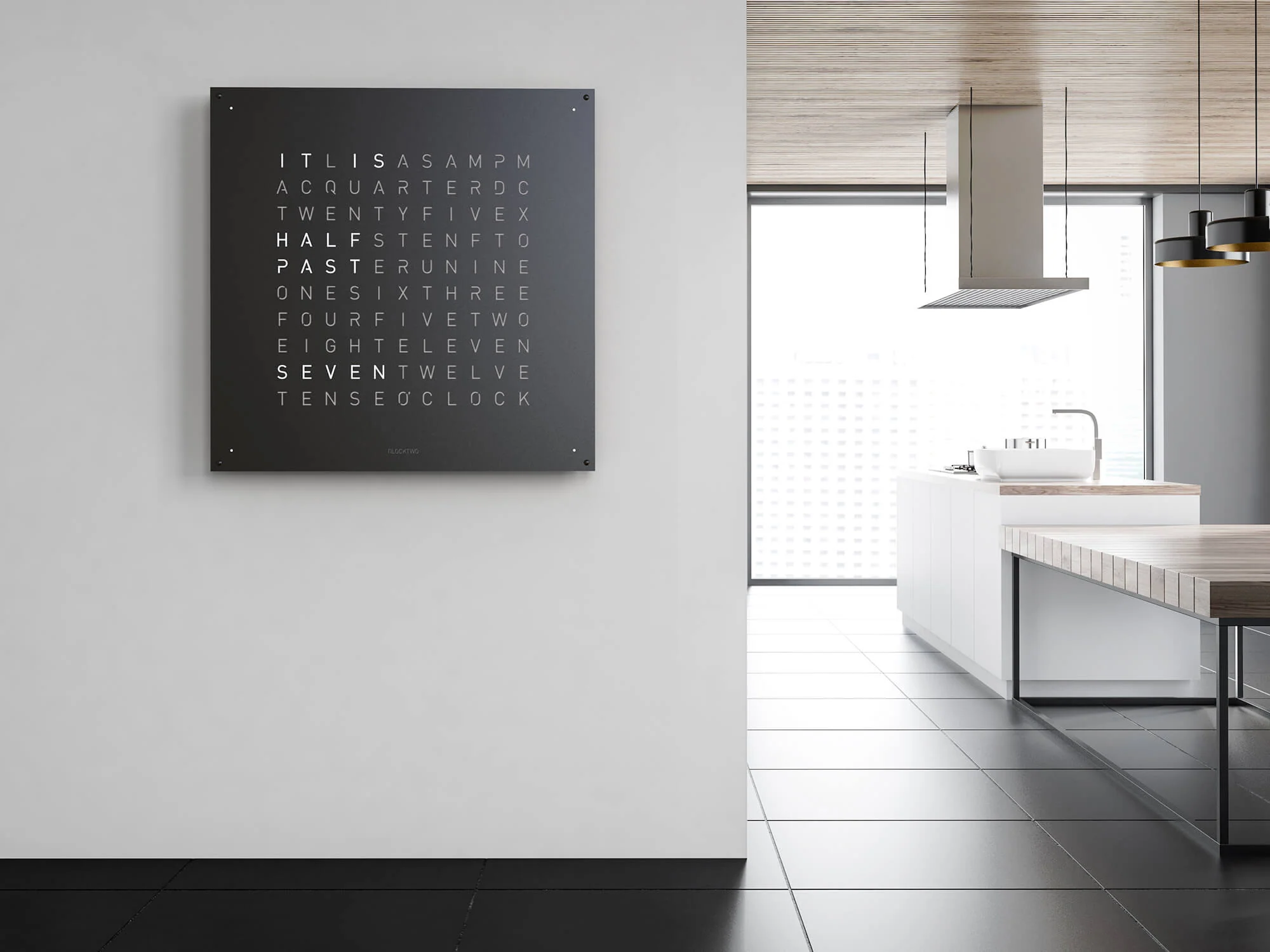 QLOCKTWO Earth 90 Black Pepper Wall Clock Watch - Image 5