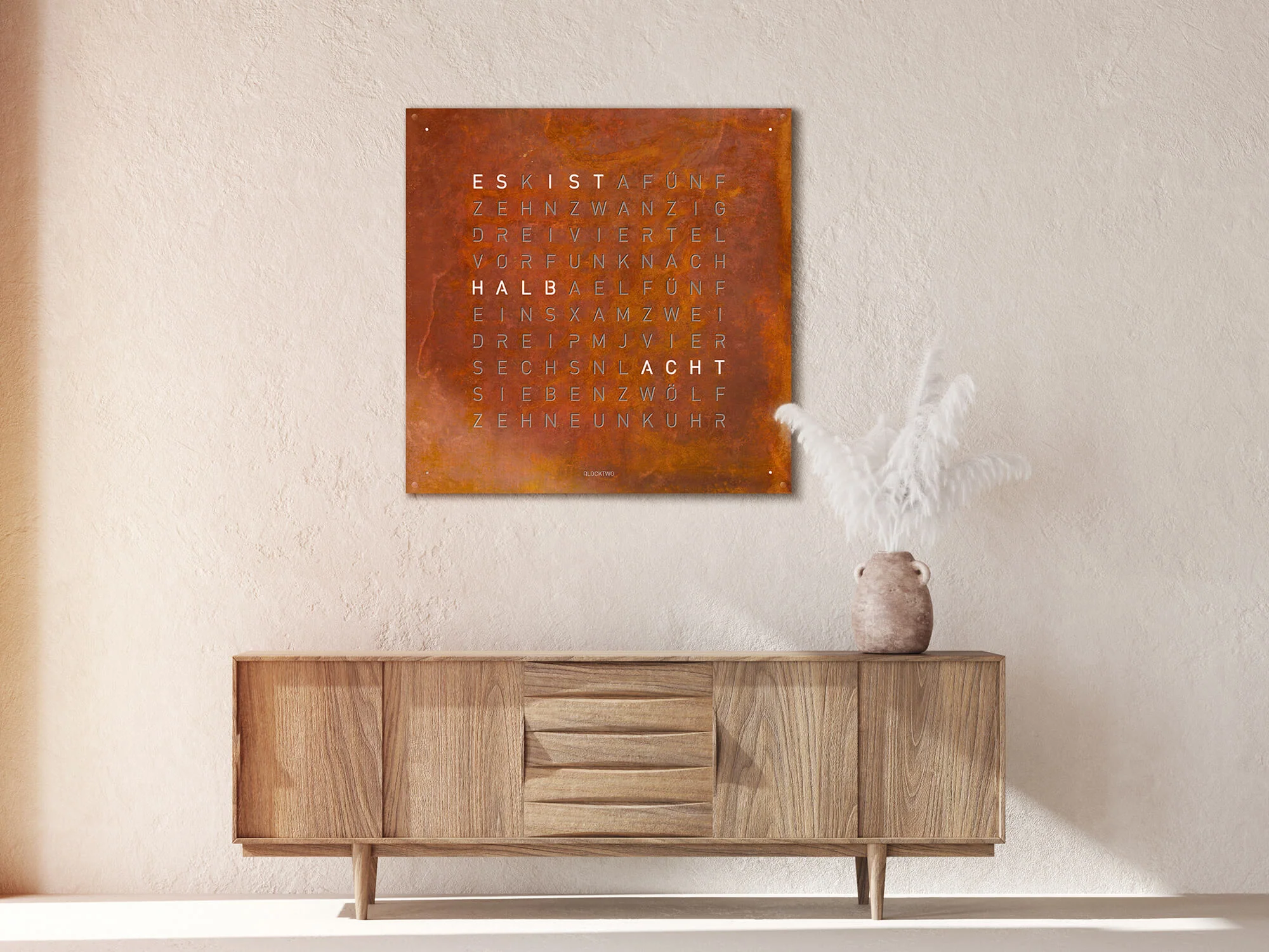 QLOCKTWO Earth 90 Creators Edition Rust Wall Clock Watch - Image 10