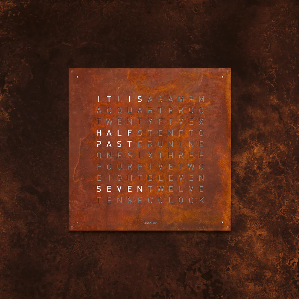 QLOCKTWO Earth 90 Creators Edition Rust Wall Clock Watch - Image 2