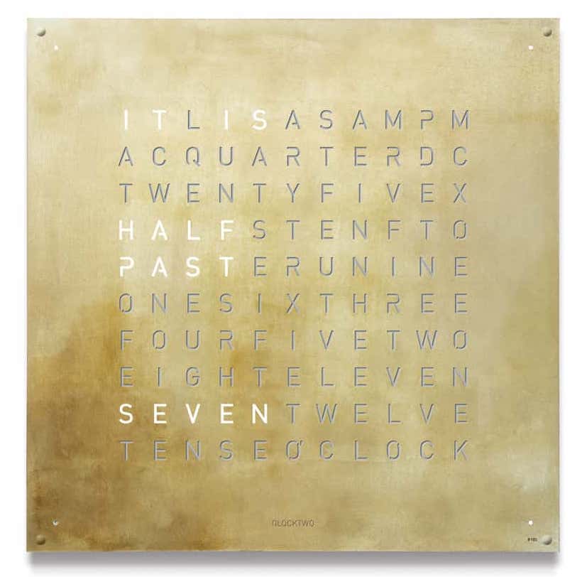 QLOCKTWO Earth 90 Creators Edition Silver & Gold Wall Clock Watch