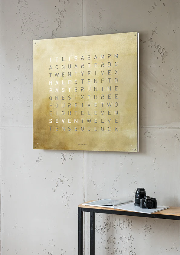 QLOCKTWO Earth 90 Creators Edition Silver & Gold Wall Clock Watch - Image 2