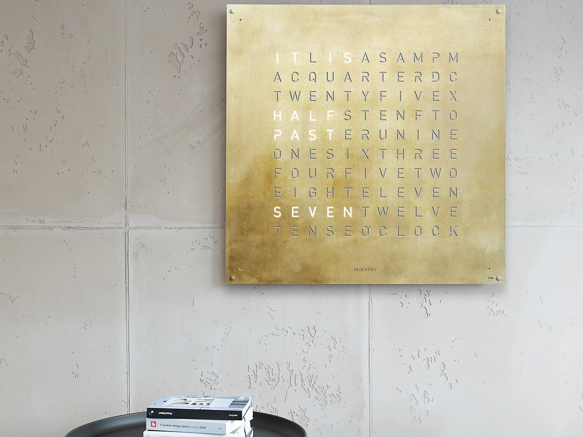 QLOCKTWO Earth 90 Creators Edition Silver & Gold Wall Clock Watch - Image 6