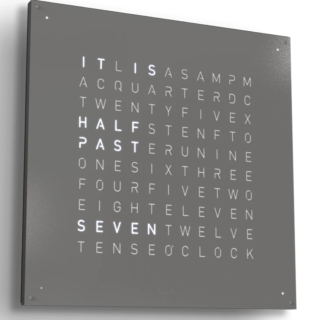 QLOCKTWO Earth 90 Grey Pepper Wall Clock Watch - Image 2
