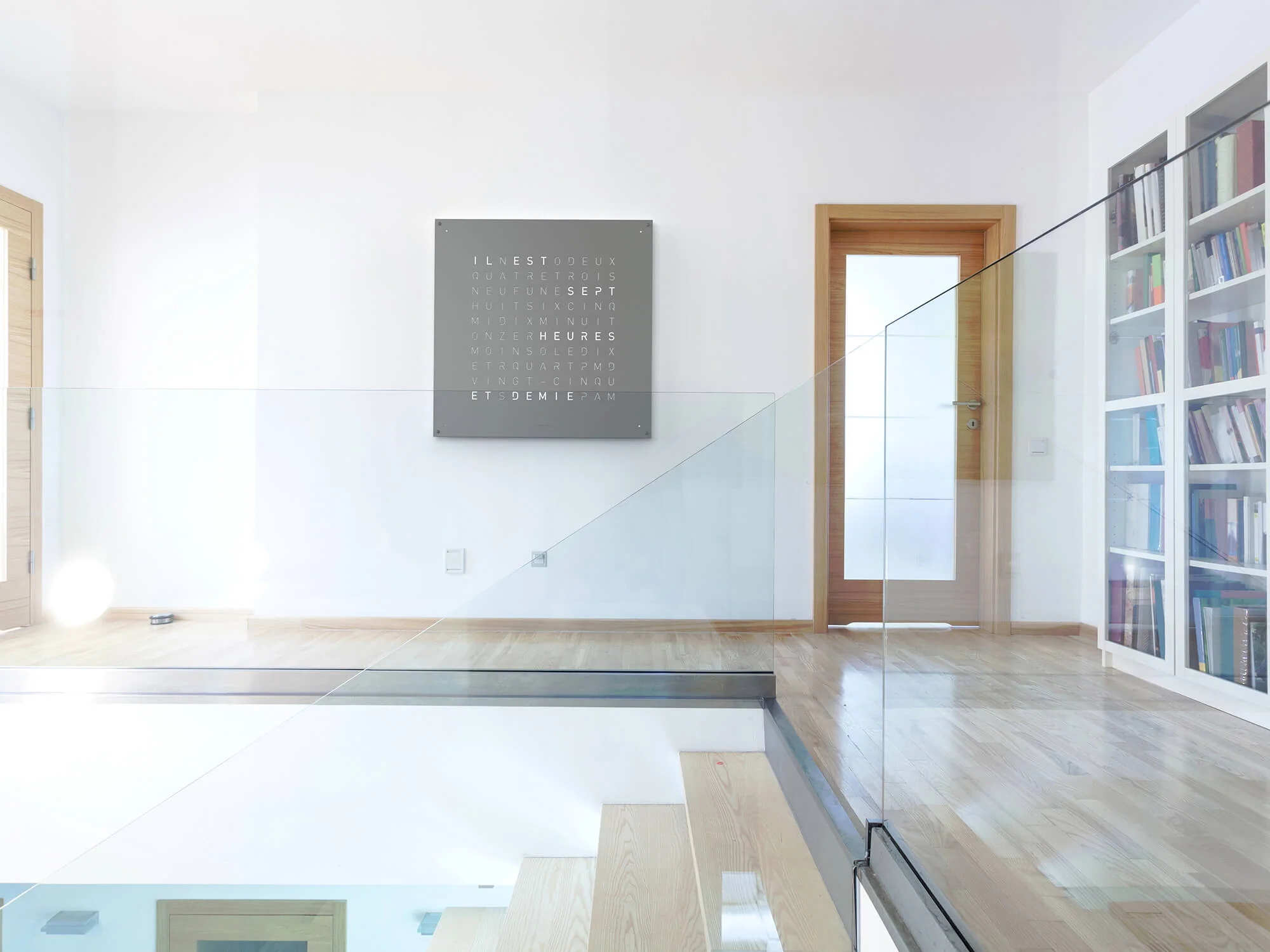 QLOCKTWO Earth 90 Grey Pepper Wall Clock Watch - Image 3