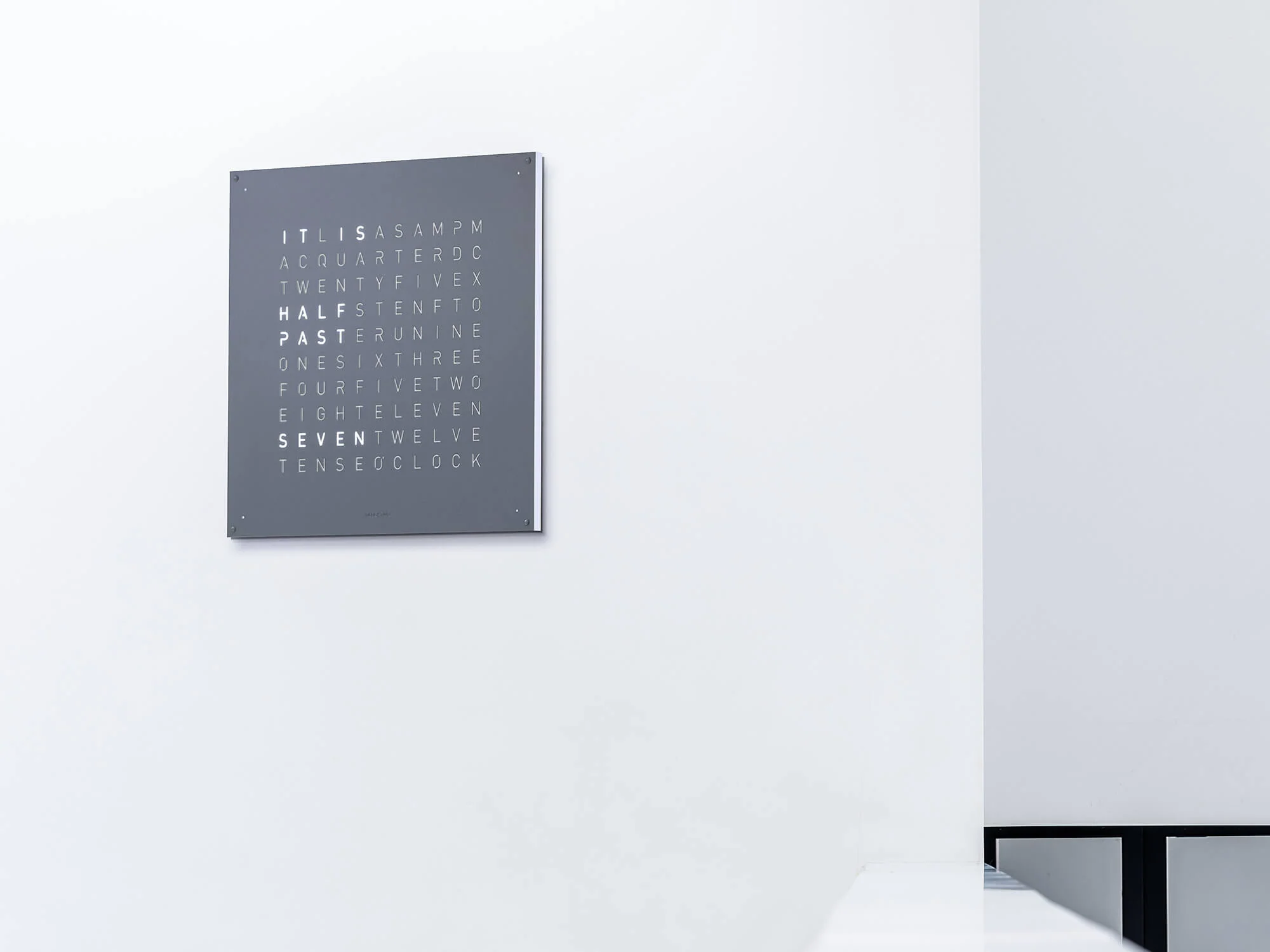 QLOCKTWO Earth 90 Grey Pepper Wall Clock Watch - Image 4
