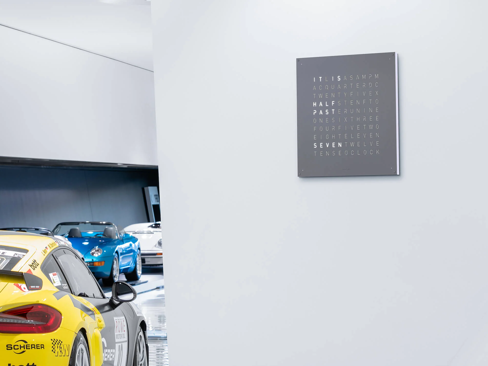 QLOCKTWO Earth 90 Grey Pepper Wall Clock Watch - Image 5
