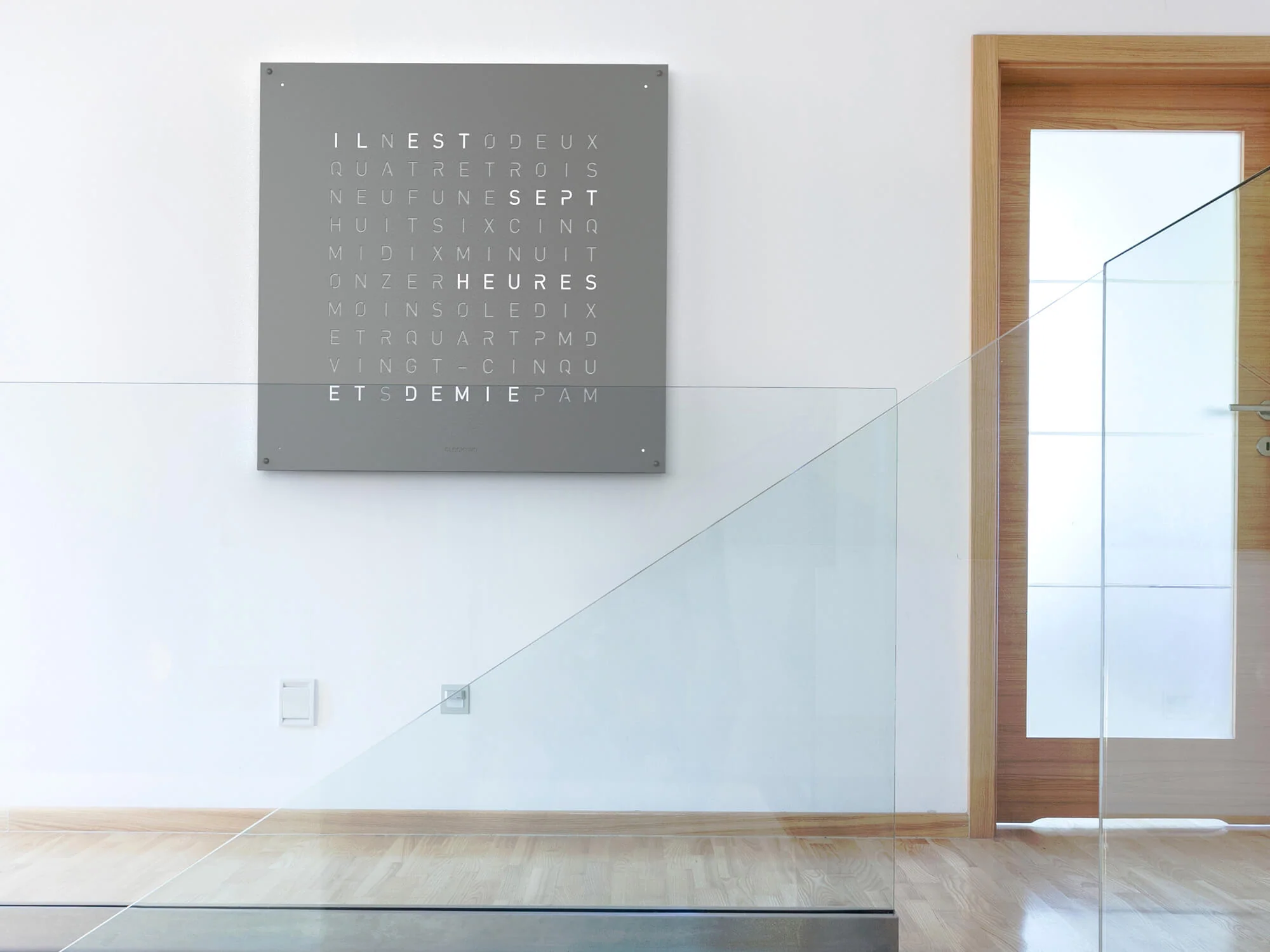 QLOCKTWO Earth 90 Grey Pepper Wall Clock Watch - Image 6