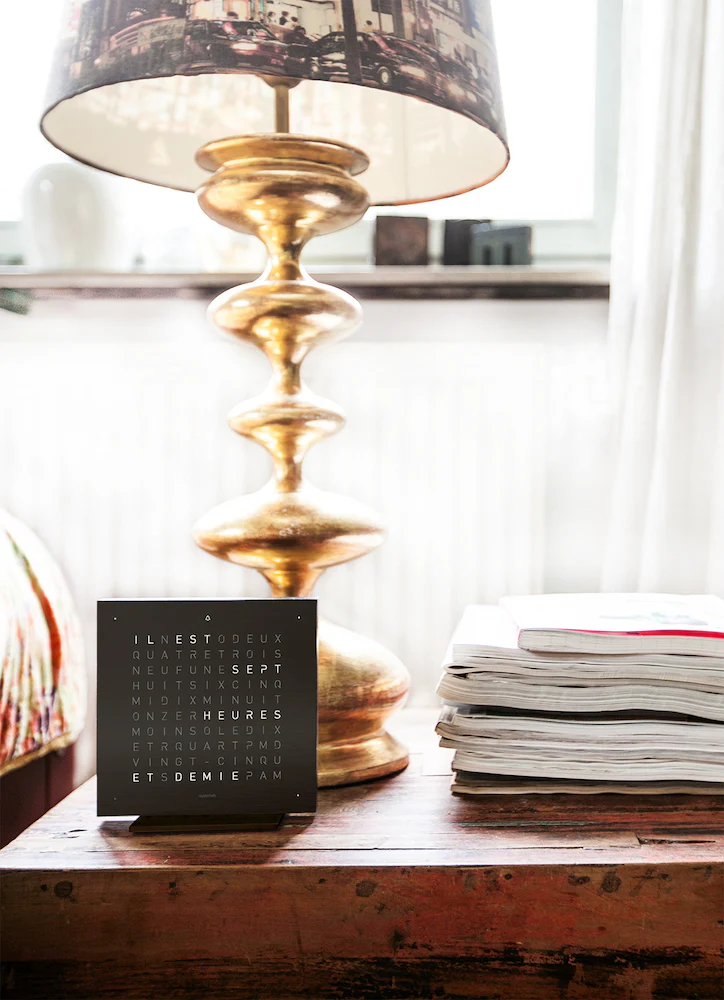 QLOCKTWO Earth 13.5 Deep Black Table Clock Watch - Image 4
