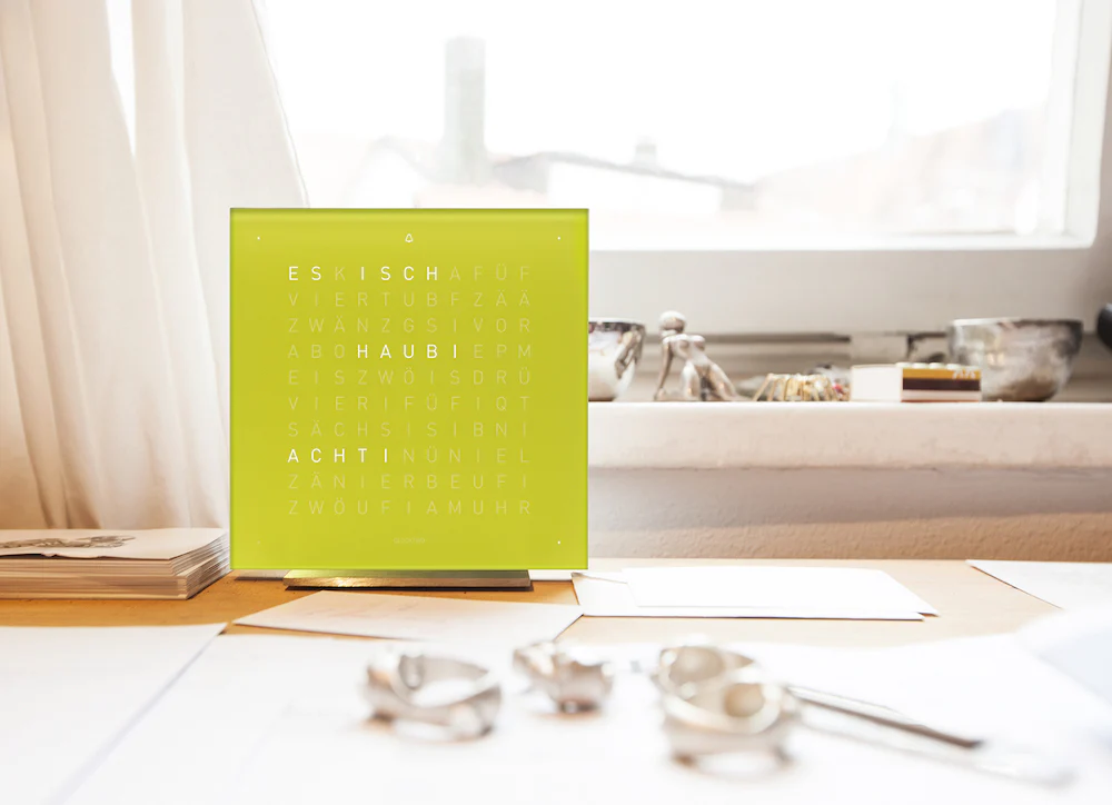 QLOCKTWO Earth 13.5 Lime Juice Table Clock Aluminium - Image 3
