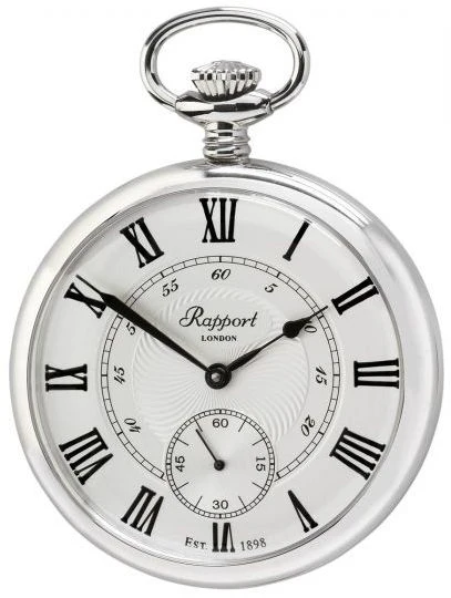 Rapport Pocket Watch Mechanical Open Face Silver Tone