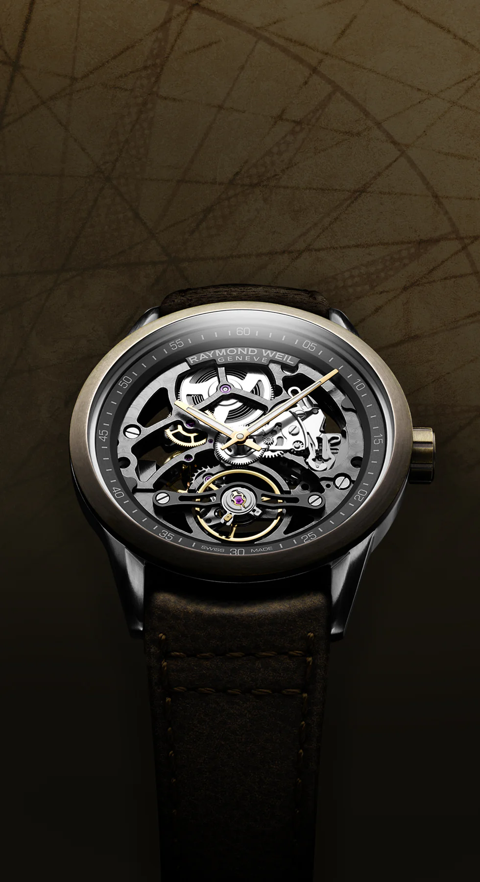 Raymond Weil Freelancer Skeleton RW1212 Bronze Watch - Image 4