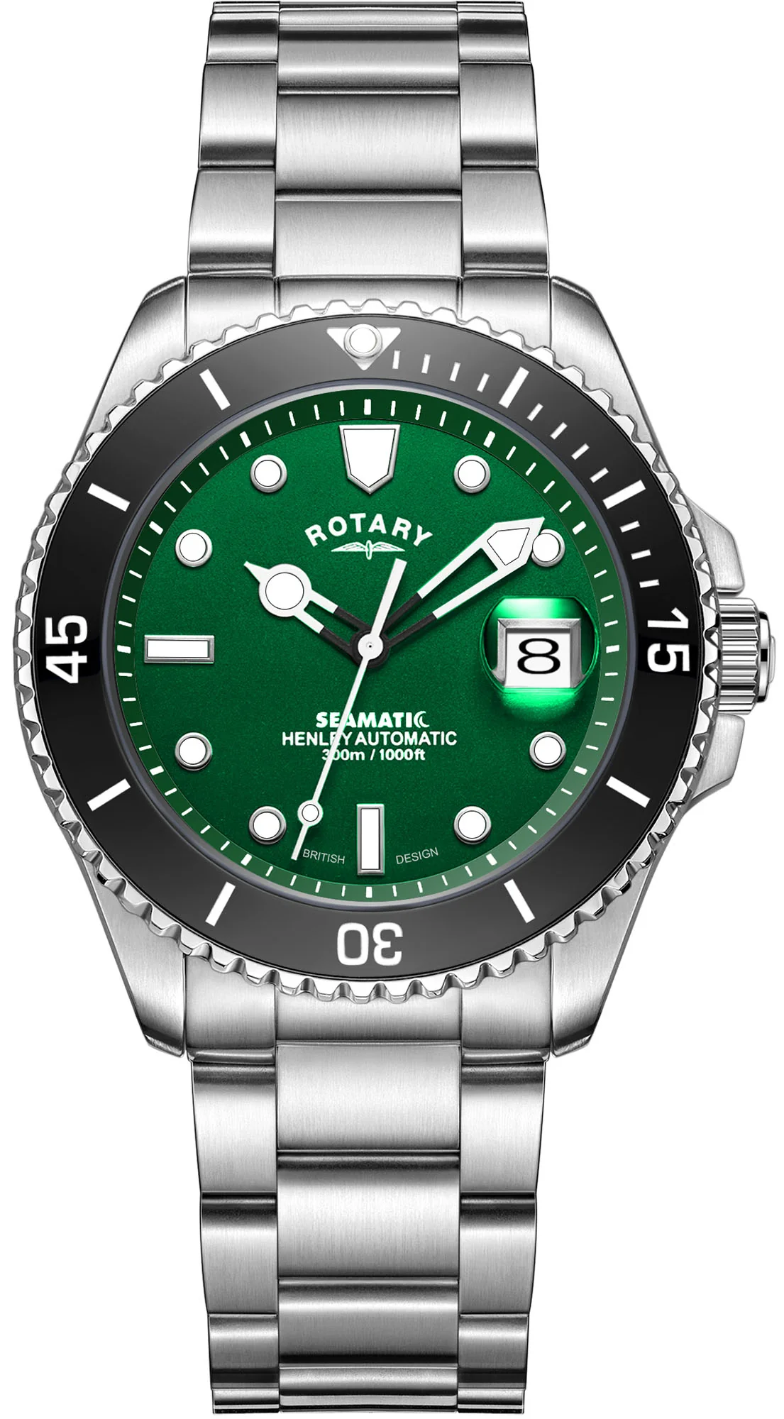 Rotary Watch Henley Seamatic Green Mens D