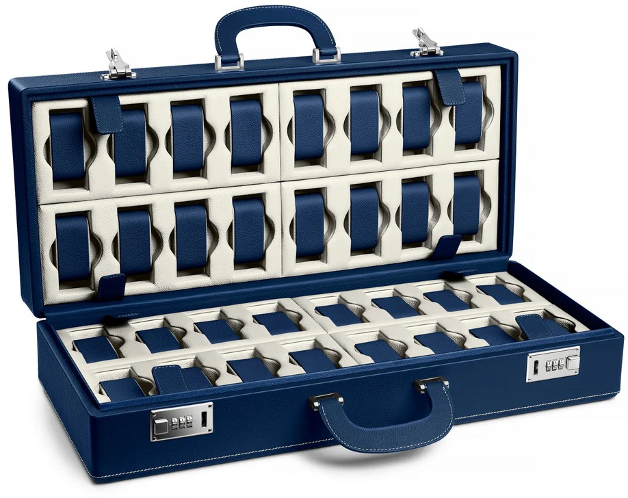 Scatola del Tempo Watch Case Valigetta 32 Blue Off White