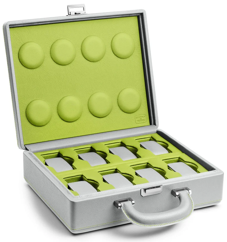 Scatola del Tempo Watch Case Valigetta 8 Handle Grey Green