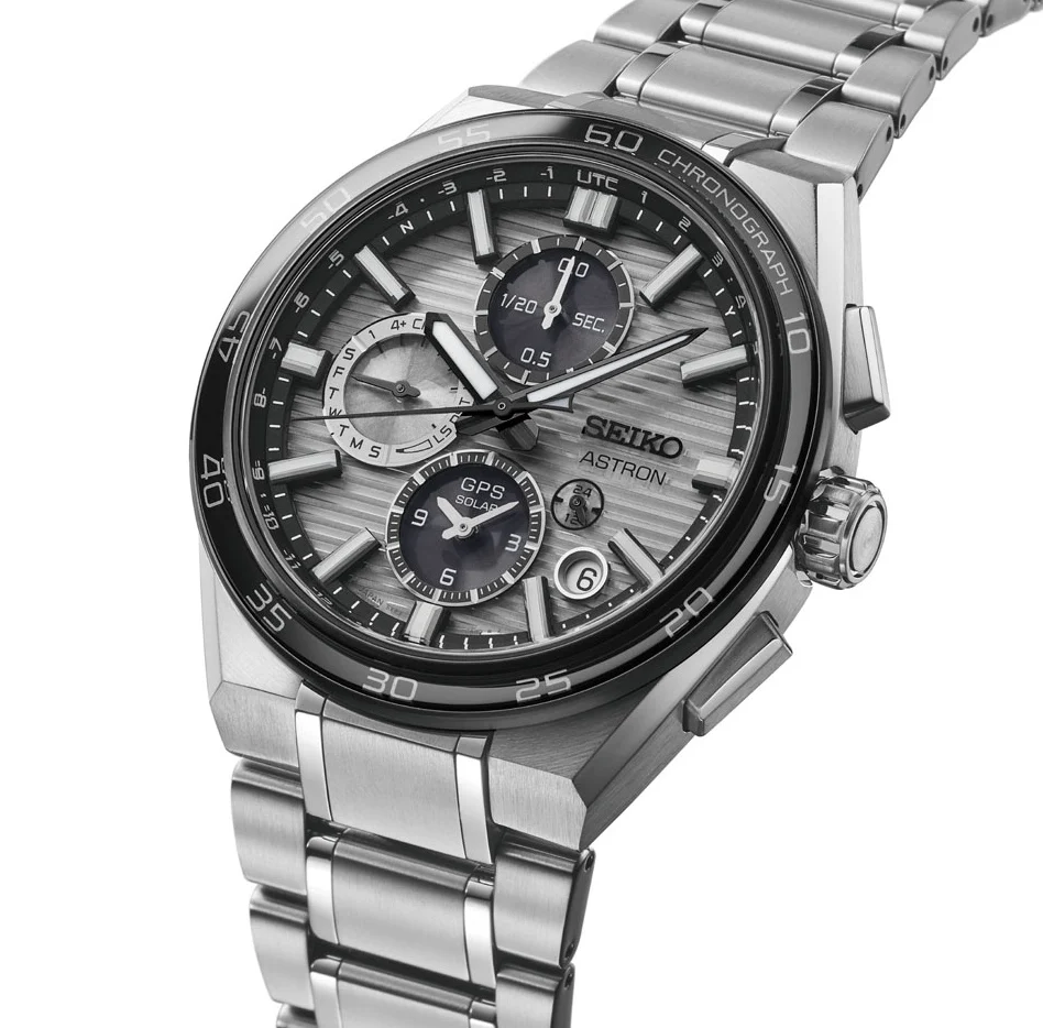 Seiko Astron GPS Solar Dual Time Chronograph in Silvery Grey Watch - Image 2