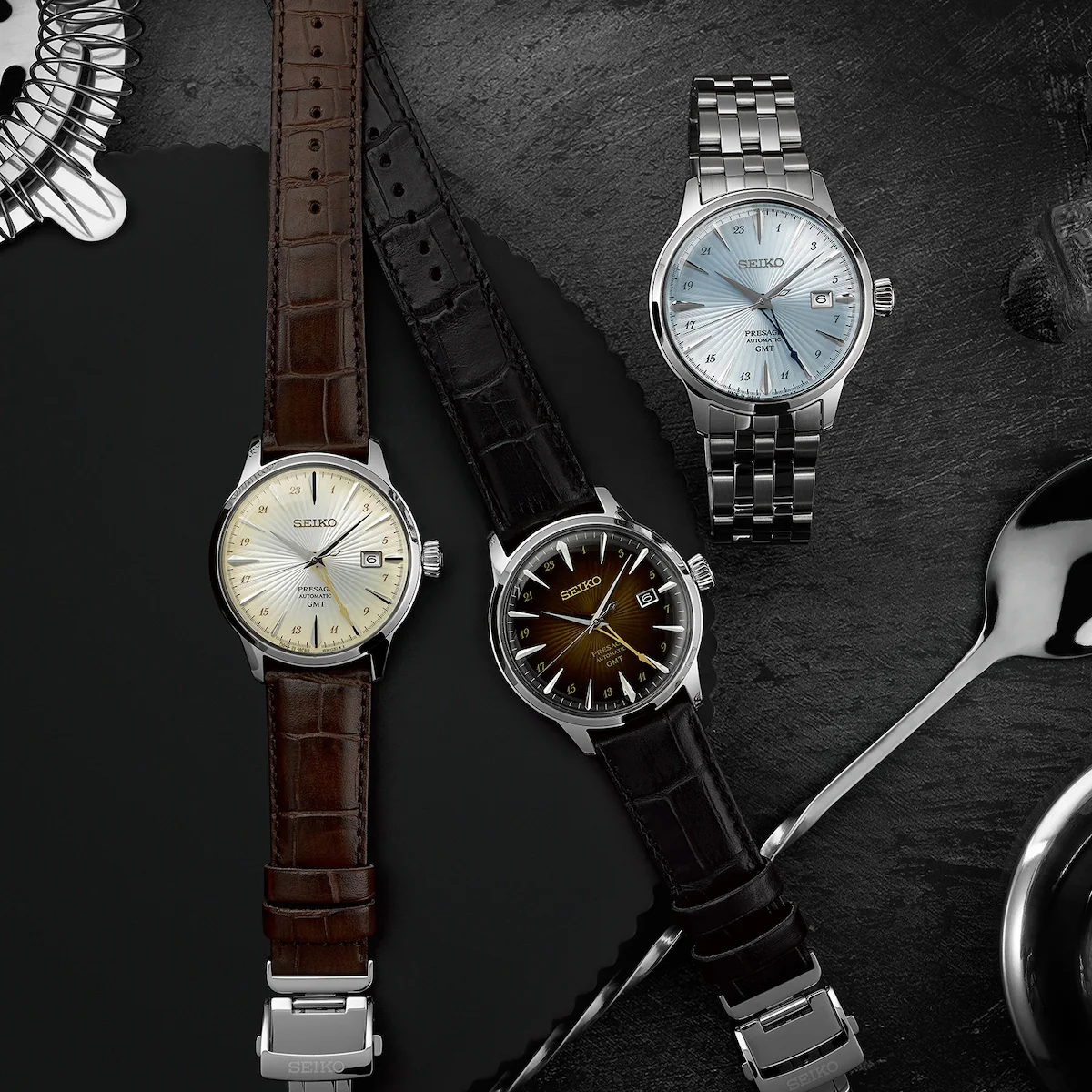 Seiko Presage Cocktail Time Rusty Nail GMT Watch - Image 4