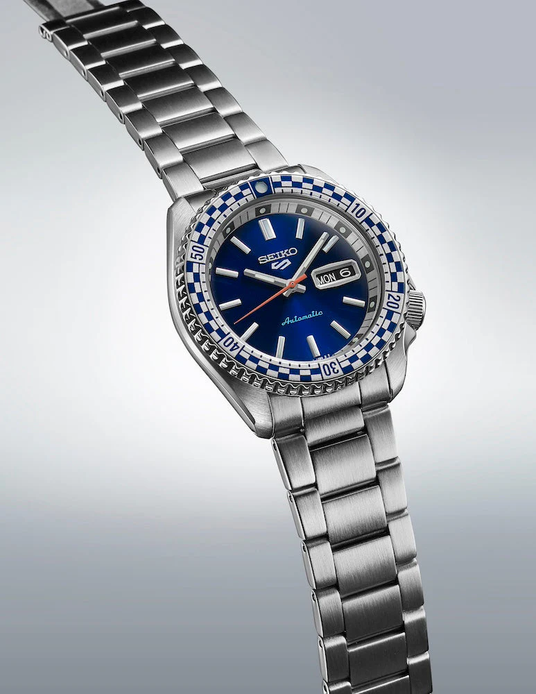 Seiko 5 Sports Petrol Blue Checkered Flag Special Edition Watch D - Image 3