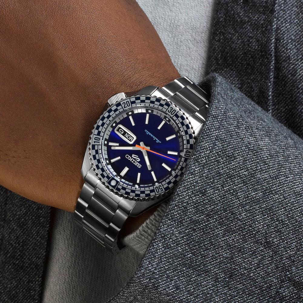 Seiko 5 Sports Petrol Blue Checkered Flag Special Edition Watch D - Image 7