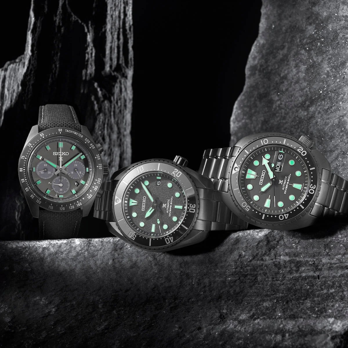 Seiko Prospex Black Series Night Vision Solar Speedtimer Chronograph Watch - Image 4
