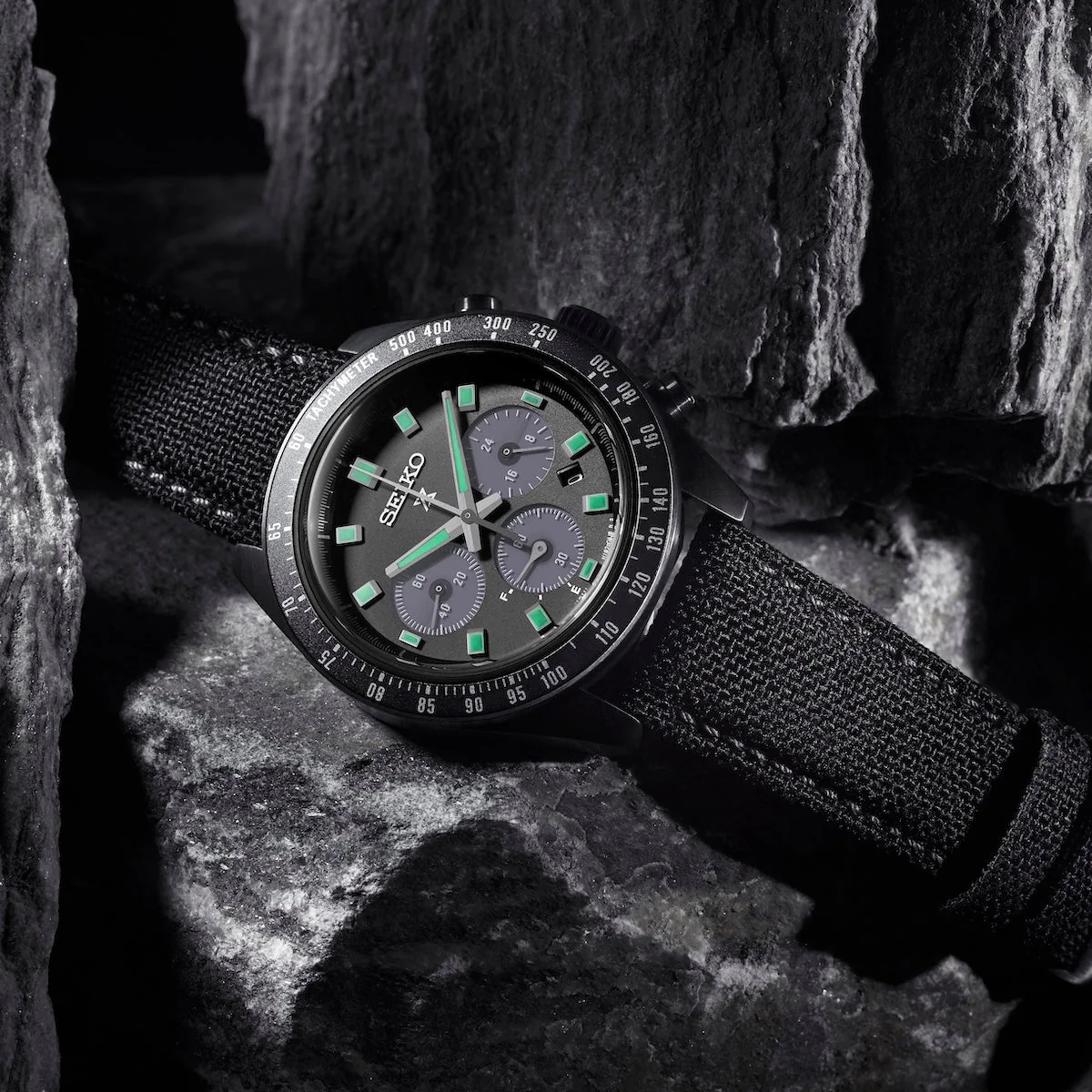 Seiko Prospex Black Series Night Vision Solar Speedtimer Chronograph Watch - Image 5