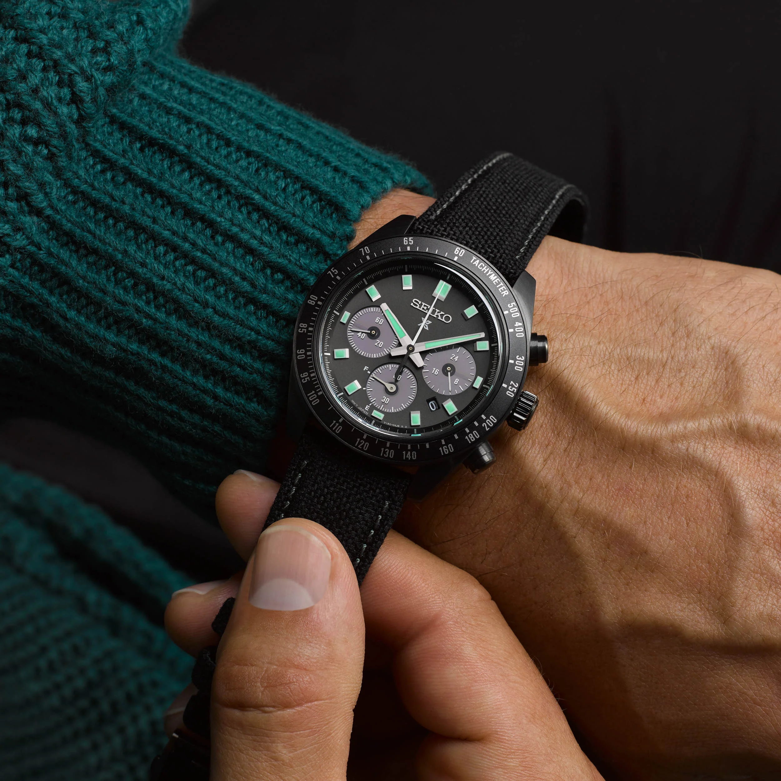 Seiko Prospex Black Series Night Vision Solar Speedtimer Chronograph Watch - Image 9