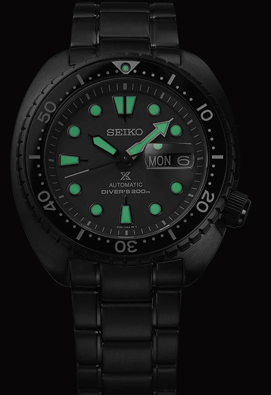 Seiko Prospex Black Series Night Vision Turtle Diver Watch - Image 4