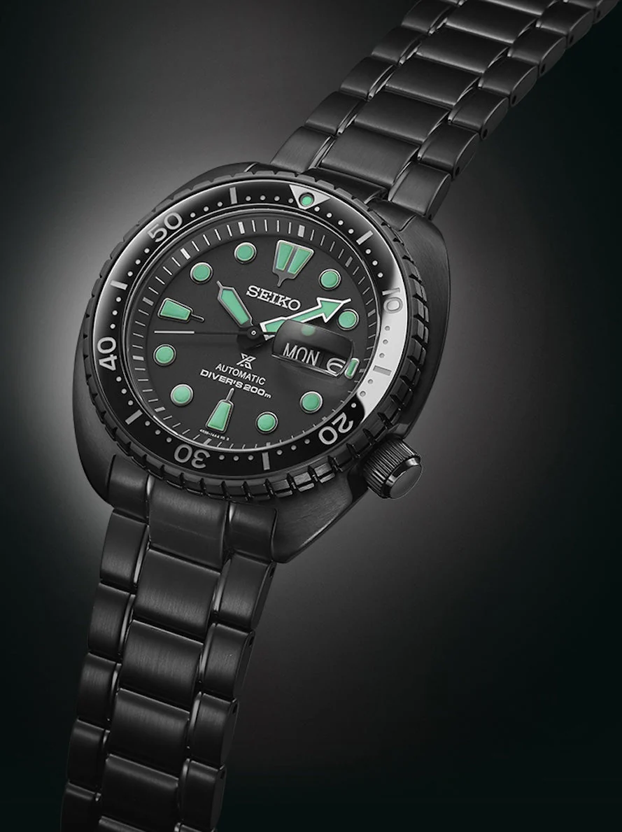 Seiko Prospex Black Series Night Vision Turtle Diver Watch - Image 5