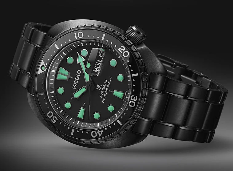 Seiko Prospex Black Series Night Vision Turtle Diver Watch - Image 6