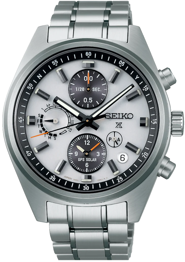Seiko Prospex GPS Solar Chronograph Speedtimer in White Silver Watch