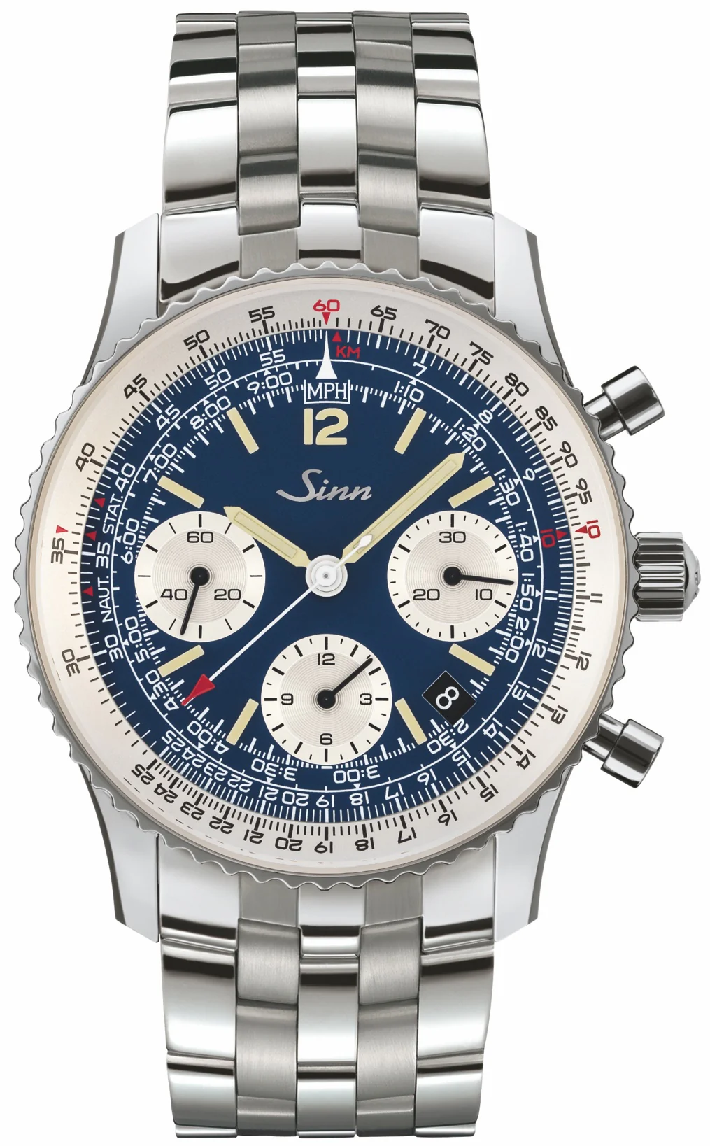 Sinn 903 St BE II Navigation Chronograph Fine Link Bracelet Watch